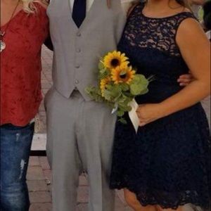 Navy blue shirt bridesmaid dress